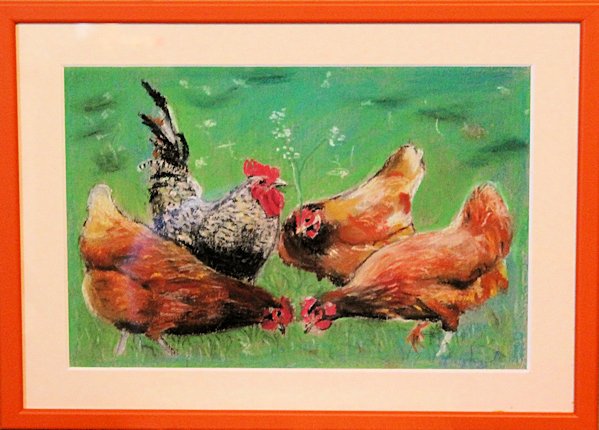 Chickens, pastel