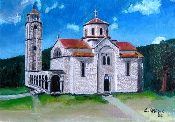 Crkva u Drvaru, ulje na platnu