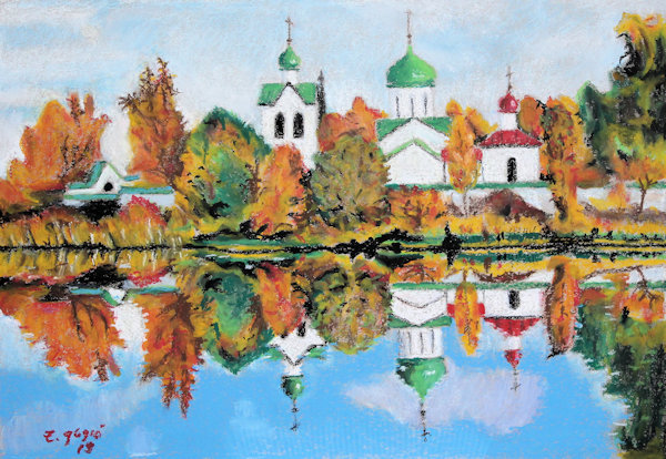 Ruski manastir, uljni pastel