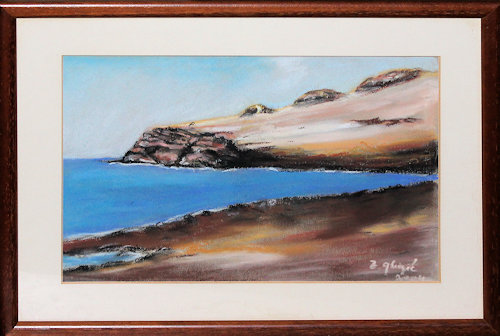 Rocky seashore, pastel