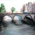 Town bridge, pastel