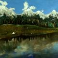 Jezero i planine, pastel